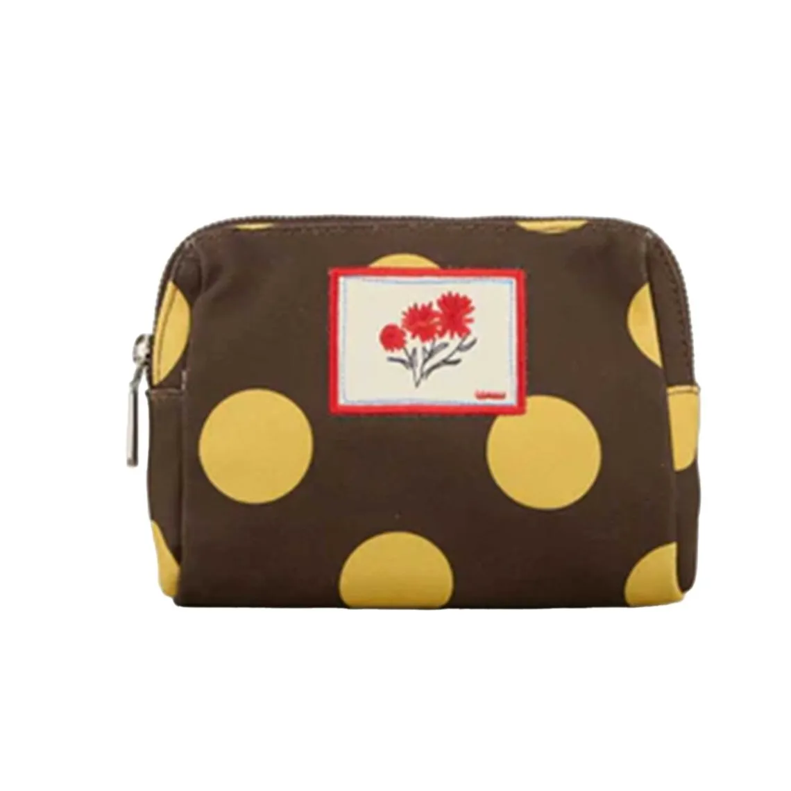 MAXI POLKA CANVAS POUCH BAG | HOT FUDGE BROWN