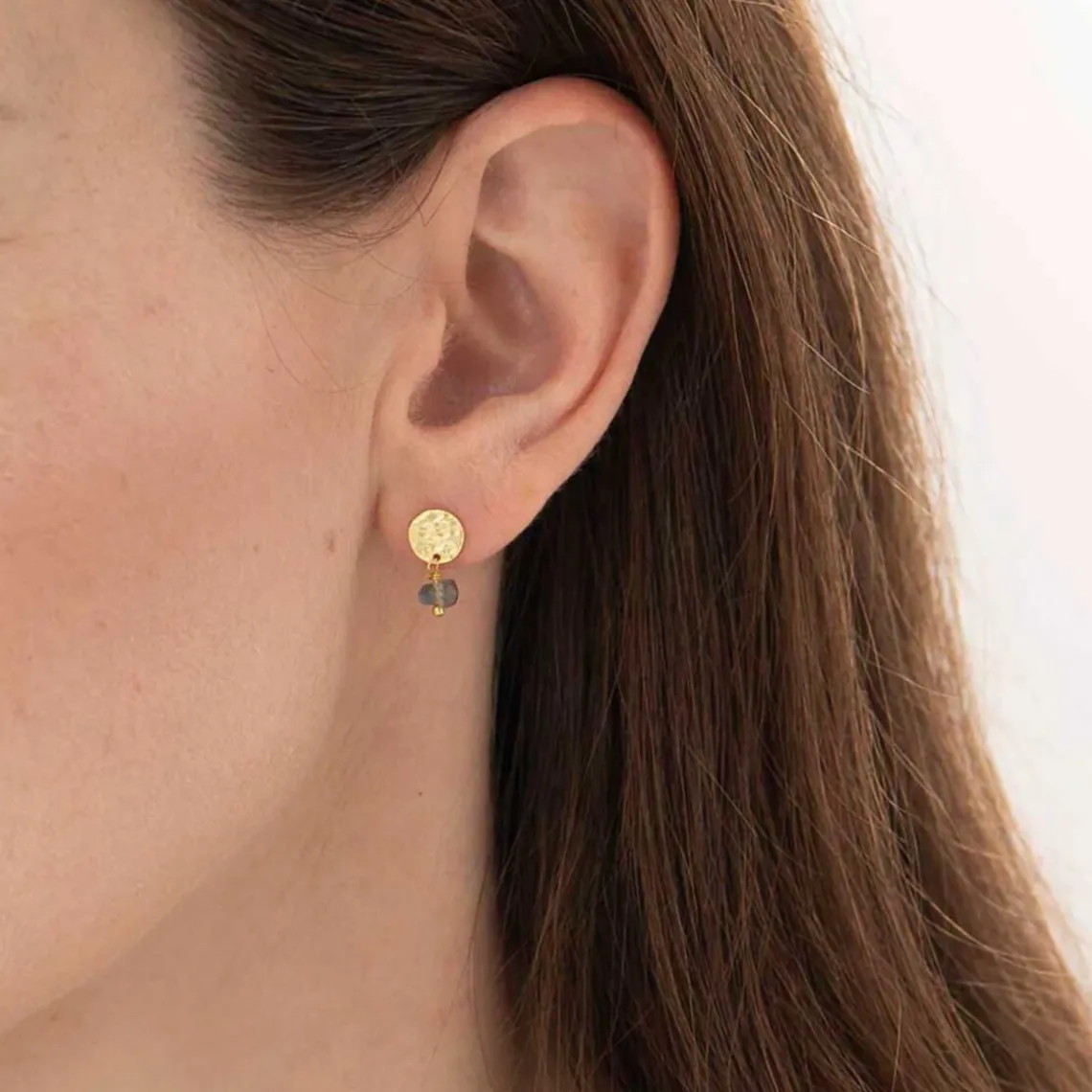 MINI COIN LABRADORITE EARRINGS