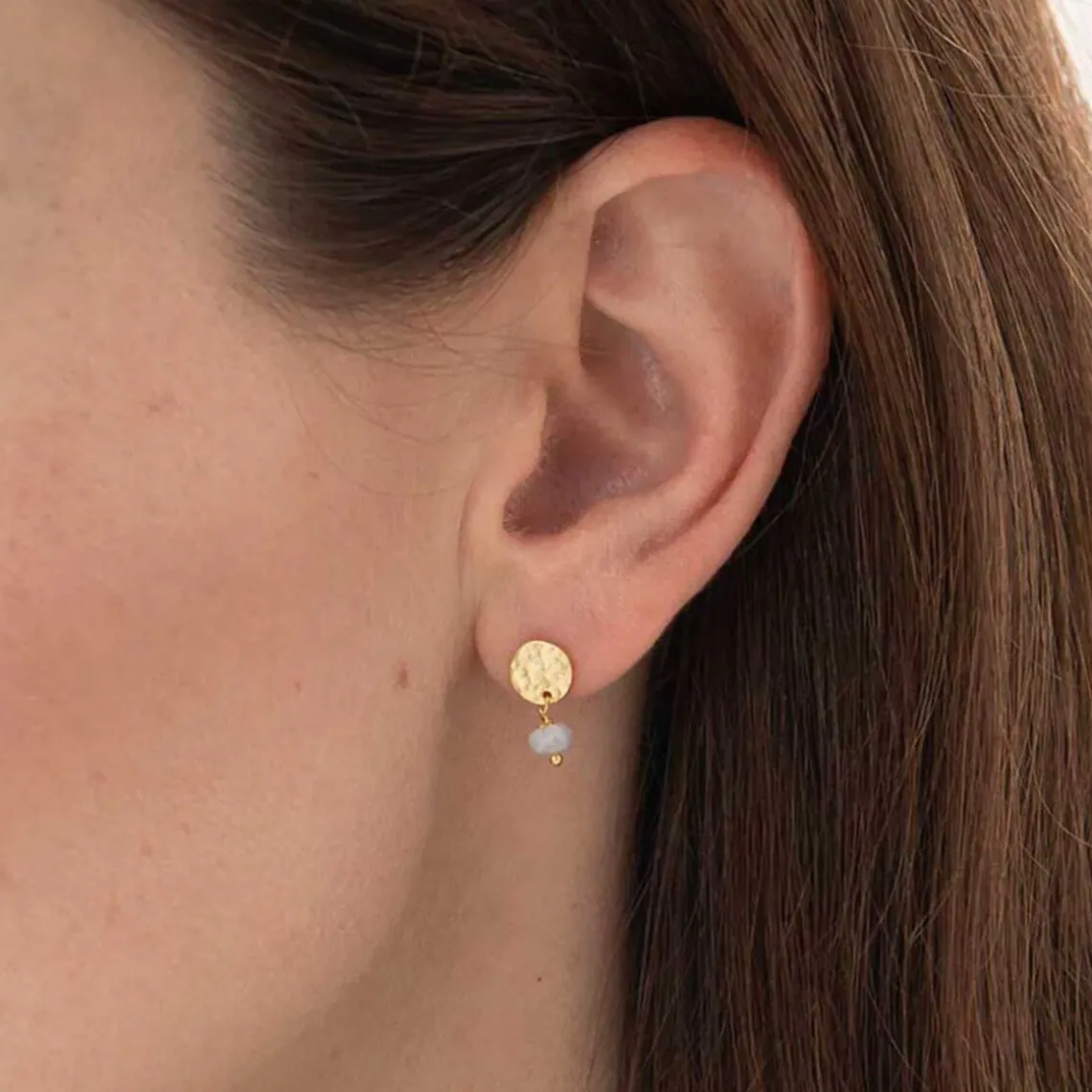 MINI COIN MOONSTONE EARRINGS