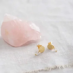 MINI COIN ROSE QUARTZ EARRINGS