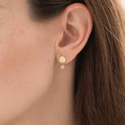 MINI COIN ROSE QUARTZ EARRINGS