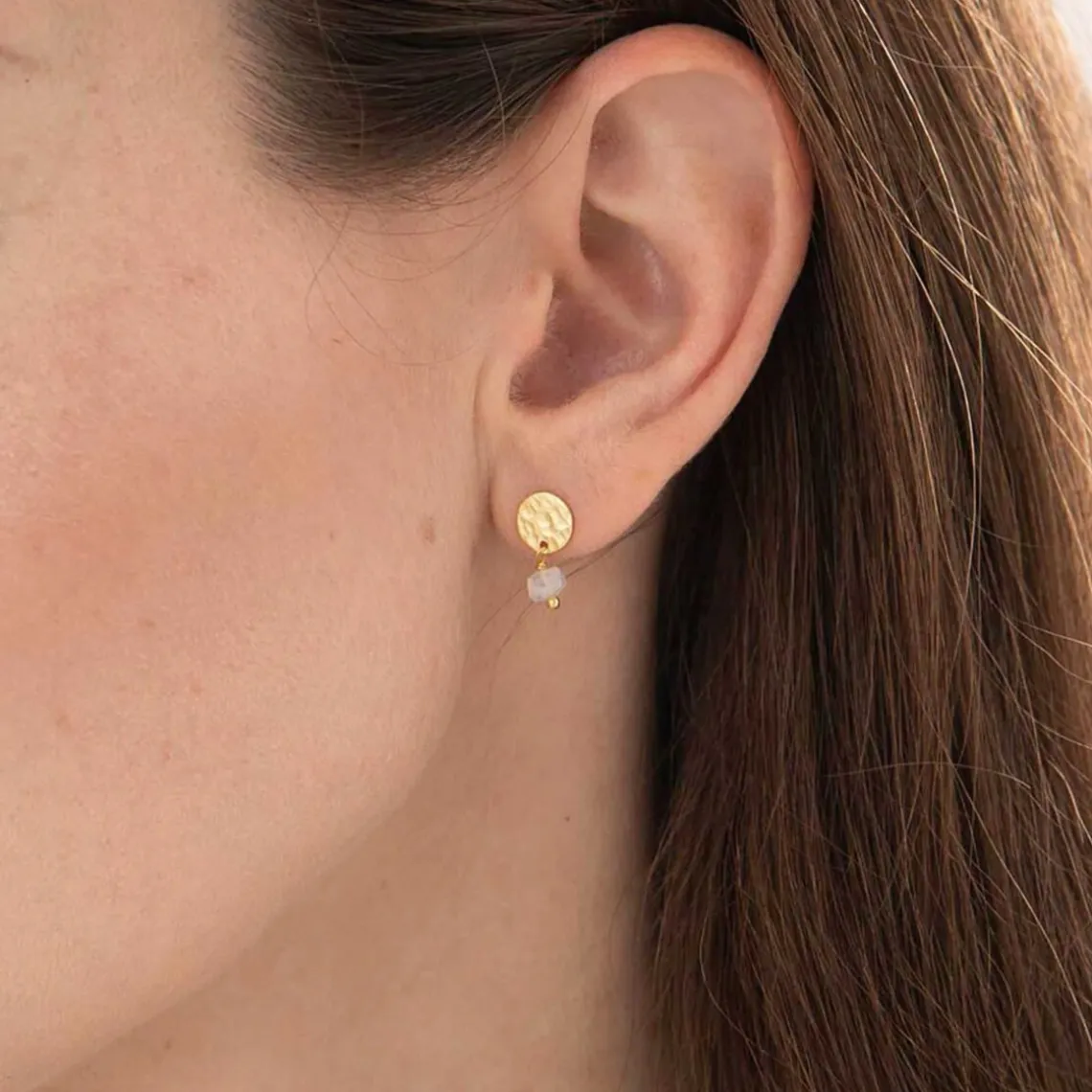 MINI COIN ROSE QUARTZ EARRINGS