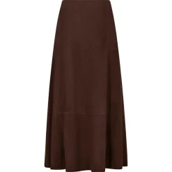 NAOMI LANG SKINDNEDERDEL | DUSTY BROWN