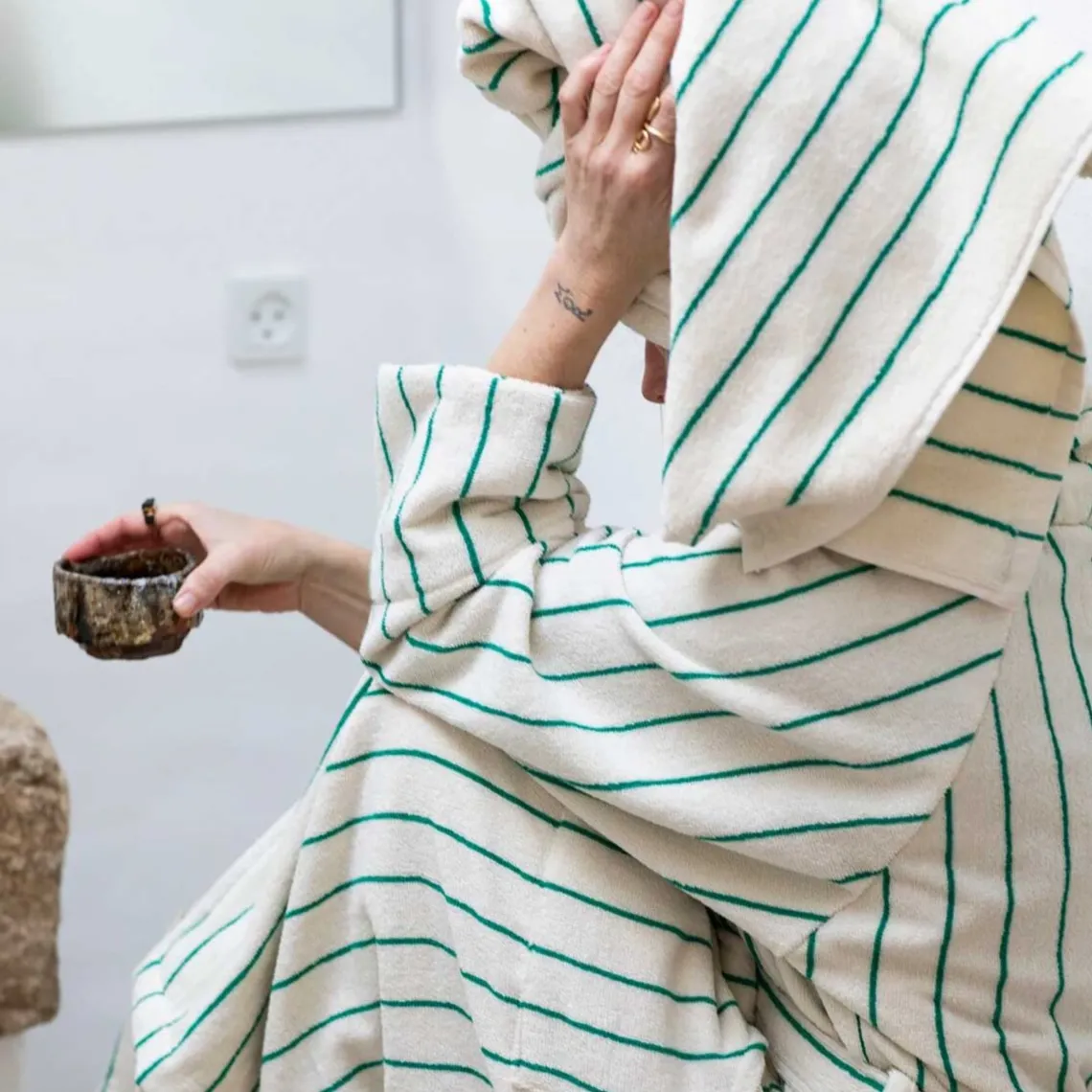 NARAM BADEHÅNDKLÆDE 70X140 CM | PURE WHITE/GRASS