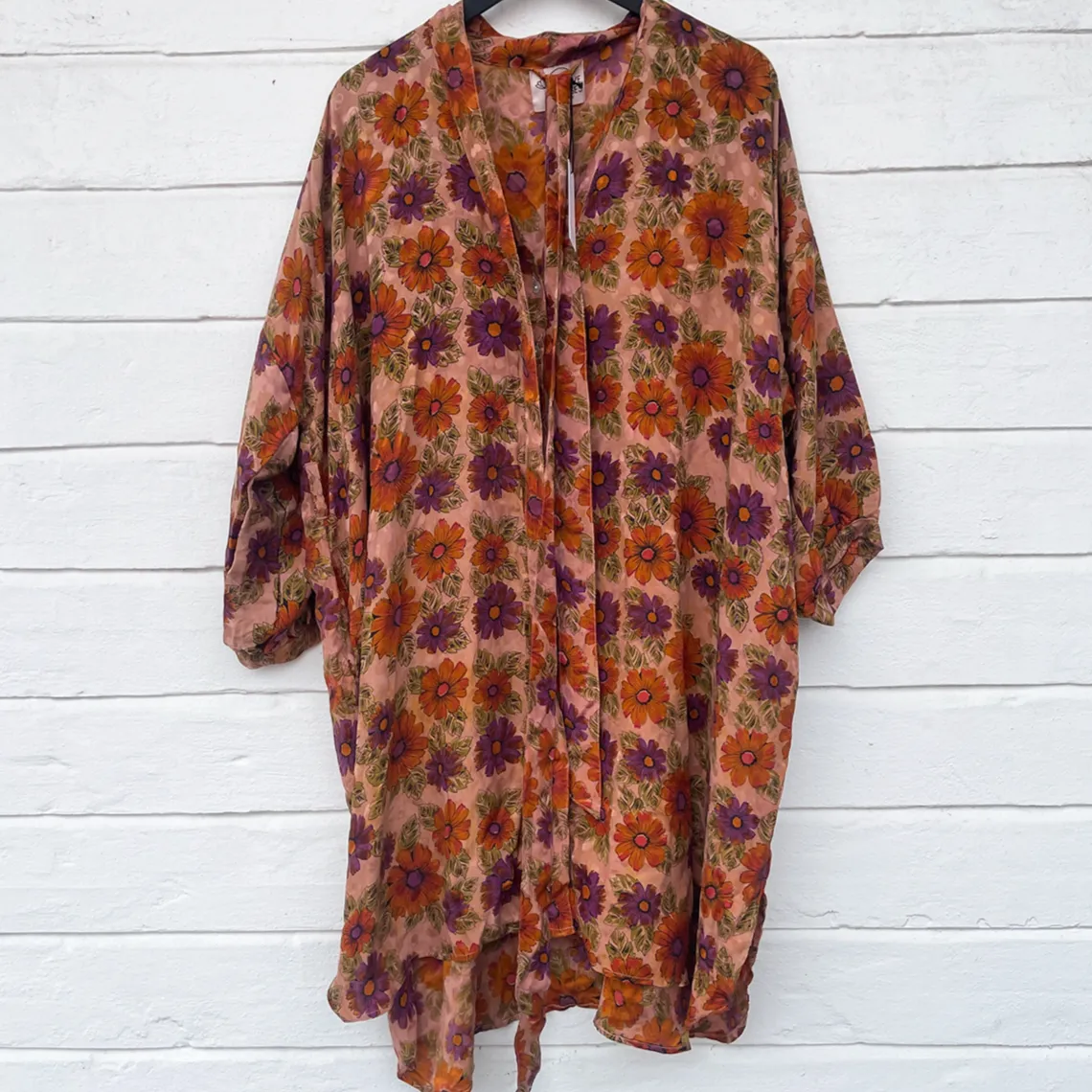 NELLY SKJORTE | LILLA/ORANGE BLOMST