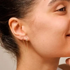 NOVA CHAIN ONE PIECE HOOP | FG/WHITE CZ