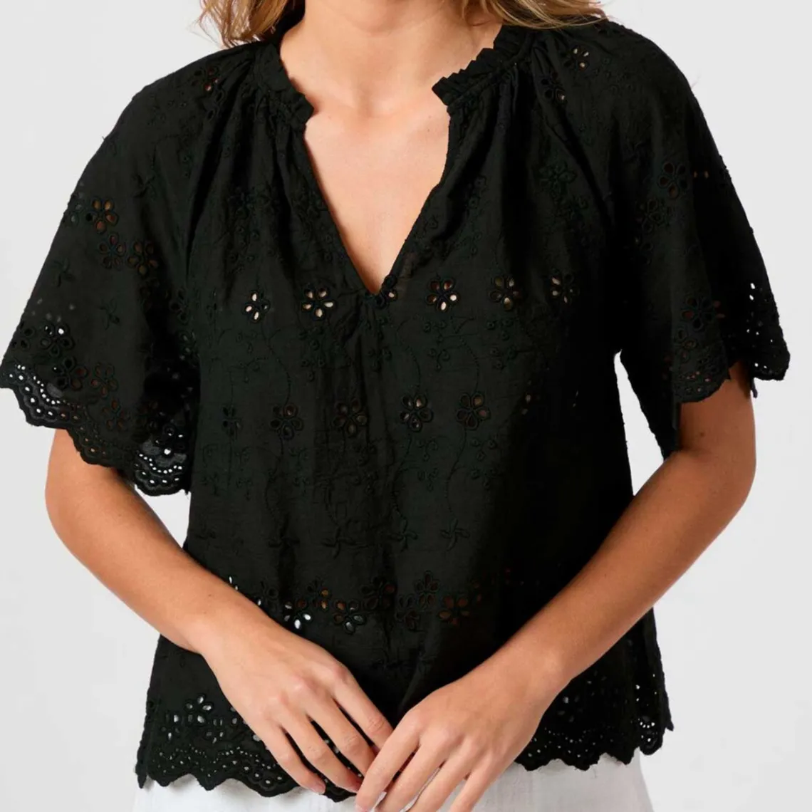 ODET EMBROIDERY BLOUSE | BLACK