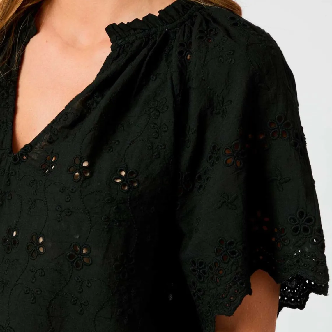 ODET EMBROIDERY BLOUSE | BLACK