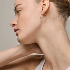ORGANIC HEART MEDIUM HOOPS | SØLV
