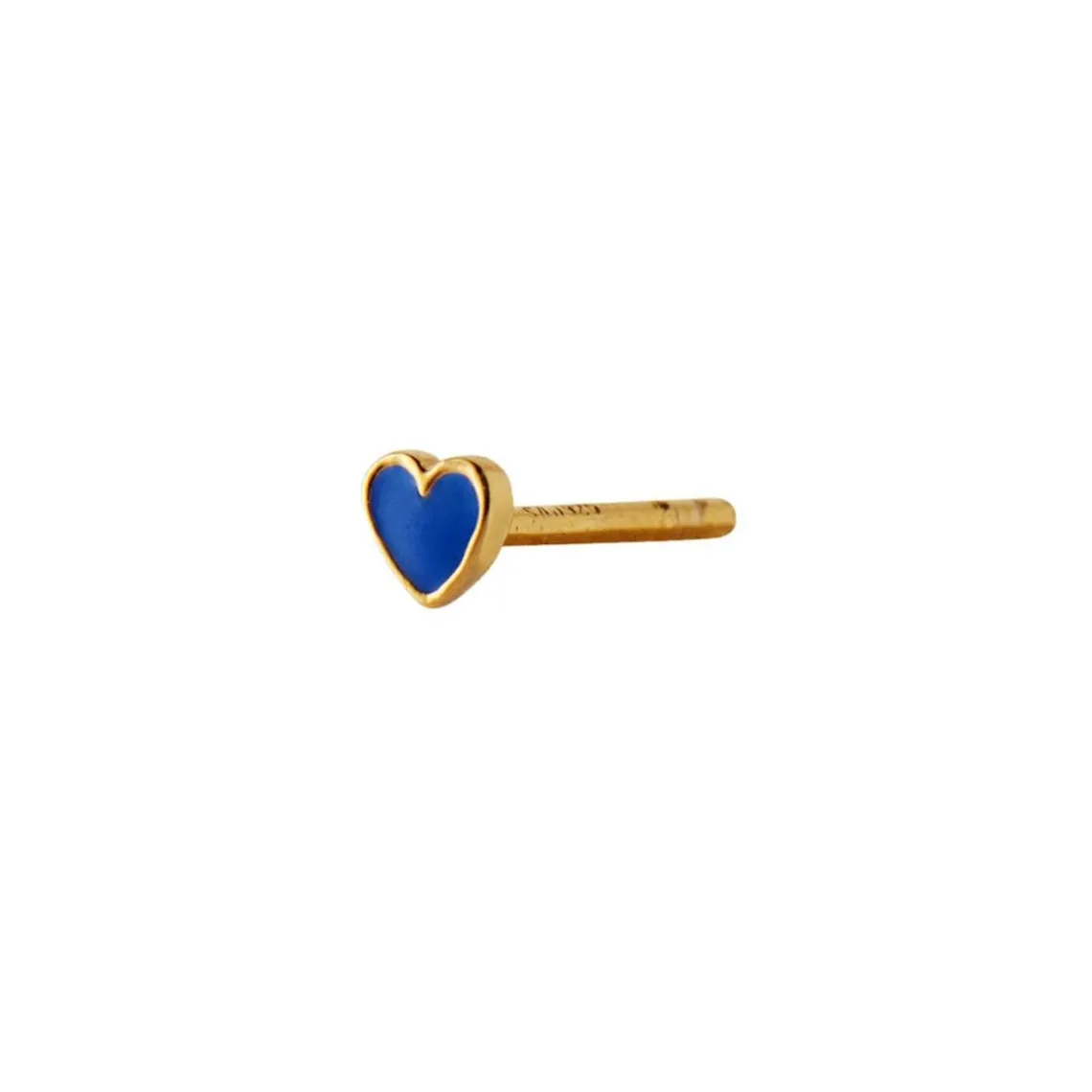 PETIT LOVE HEART ØRERING - 1 STK. | FORGYLDT M/KOBOLT BLÅ ENAMEL