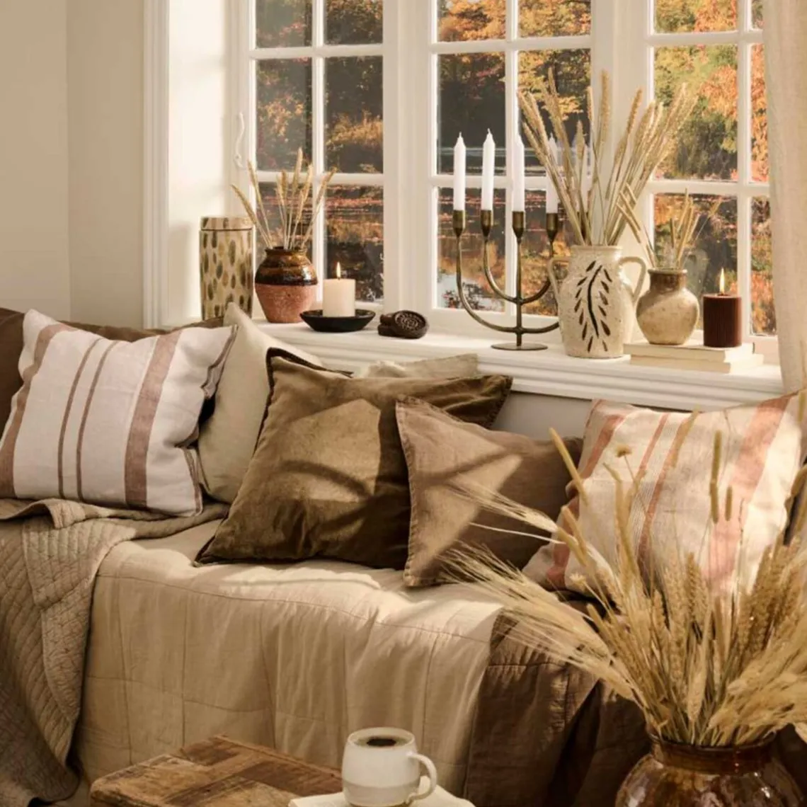 PUDE INKL. FYLD 50X50 CM | NATUR/BRUN