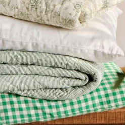 QUILT 130X180 | HVID/STØVGRØN