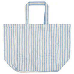 QUILTET TASKE | BLÅ M/HVIDE & BRUNE