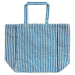 QUILTET TASKE | OFF WHITE/BLÅ