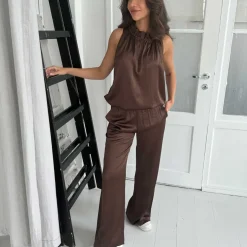 ROBERTA SATIN PANTS | BROWN