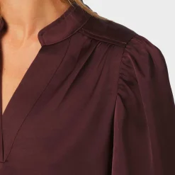 ROSSLYN HEAVY SATEEN BLOUSE | BURGUNDY