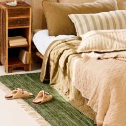 SENGETÆPPE M/STIKNINGER | NATUR/OFF WHITE