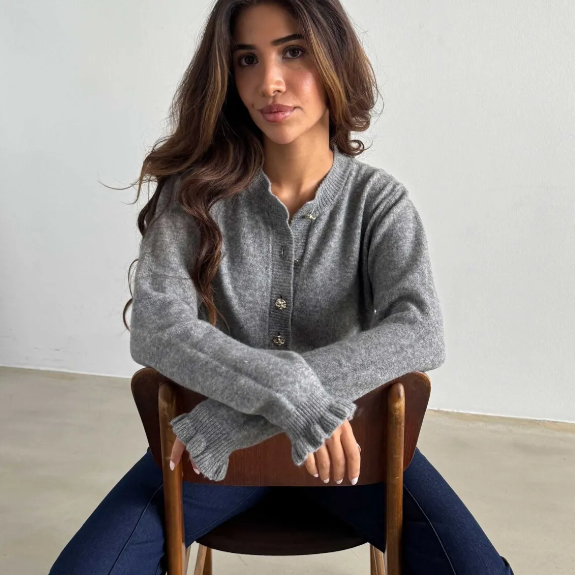 SISSE GOLD CARDIGAN | GREY