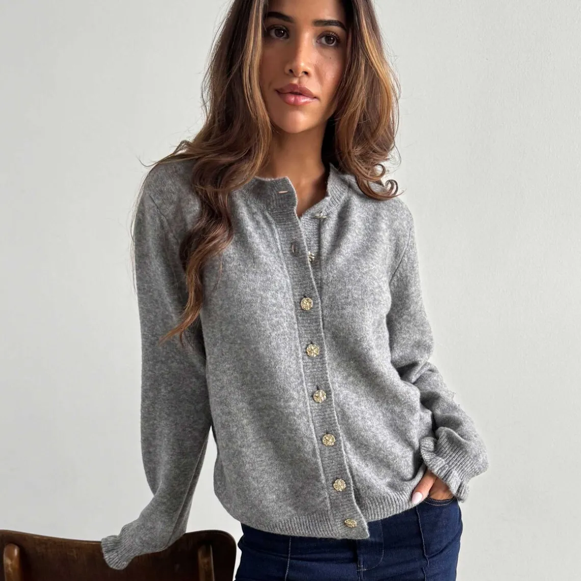 SISSE GOLD CARDIGAN | GREY