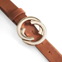 SMALT BÆLTE M/SMUKT SPÆNDE | COGNAC M/GULD