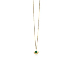SOLEIL NECKLACE | FORGYLDT M/PETROL GREEN