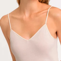 SPAGHETTI TOP I BOMULD | PALE CREAM