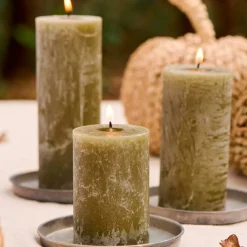 STEARINLYS - RUSTIK | OLIVENGRØN
