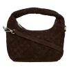 SUEDE BRAIDED CLUTCH | DARK CHOCOLATE BROWN W/ SILVER