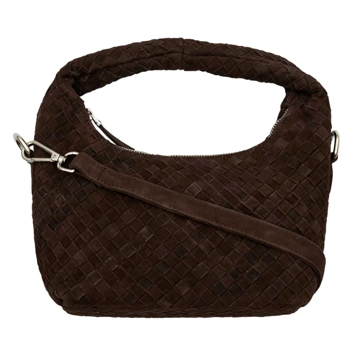 SUEDE BRAIDED CLUTCH | DARK CHOCOLATE BROWN W/ SILVER