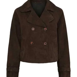 SUEDE SHORT TRENCHCOAT | DARK CHOCOLATE BROWN