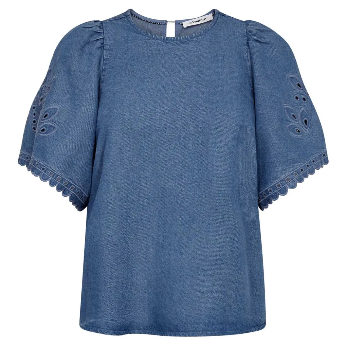 TILLY EMB SS BLOUSE | DENIM BLUE