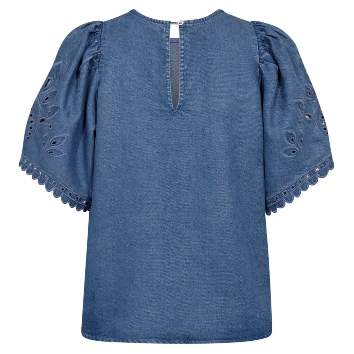 TILLY EMB SS BLOUSE | DENIM BLUE