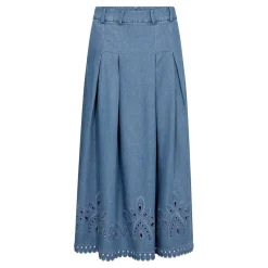 TILLY PLEAT EMB SKIRT | DENIM BLUE