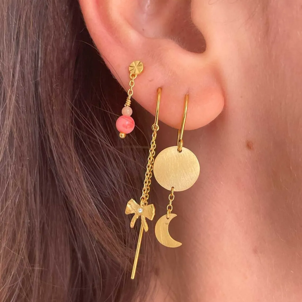 TRES PETIT ETOILE ØRERING M/CORAL - 1 STK. | FORGYLDT