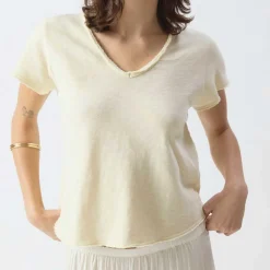 T-SHIRT DROIT MC COL V SONOMA | VANILLE VINTAGE