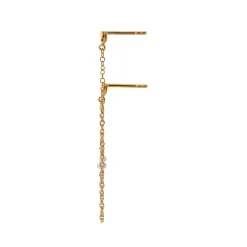 TWIN FLOW ØRERING M/STONES, CHAIN & PEARLS 1 STK. | FORGYLDT