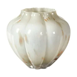 VASE I GLAS 22 CM - GRÅ/KOBBER