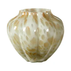 VASE I GLAS 17 CM - GRÅ/KOBBER