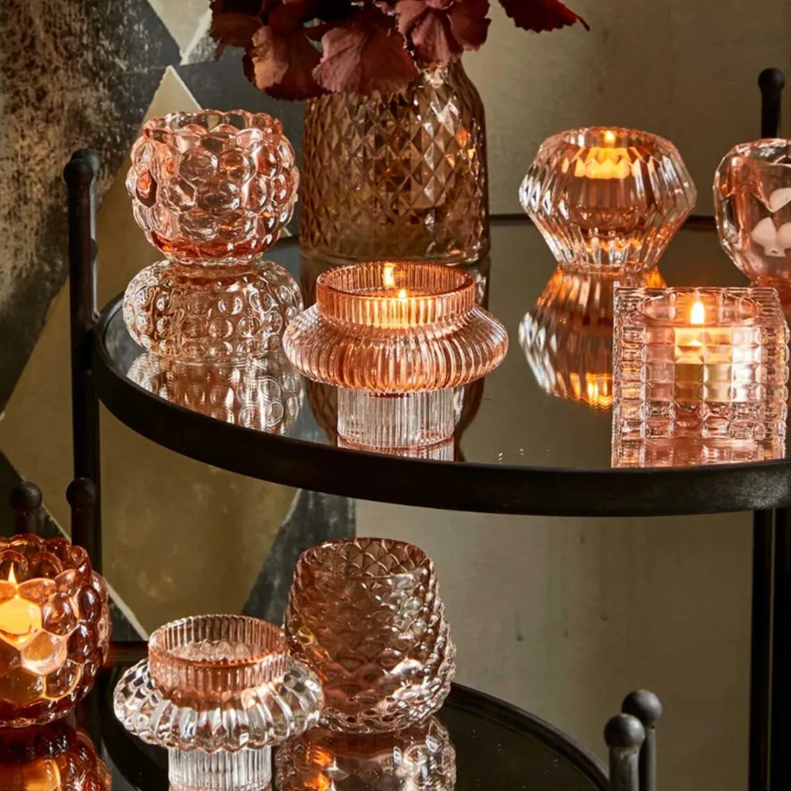 ZOE FYRFADSSTAGE I GLAS 8X8X5 CM | ROSE